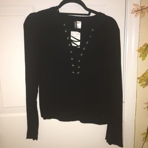 Long sleeve lace up top